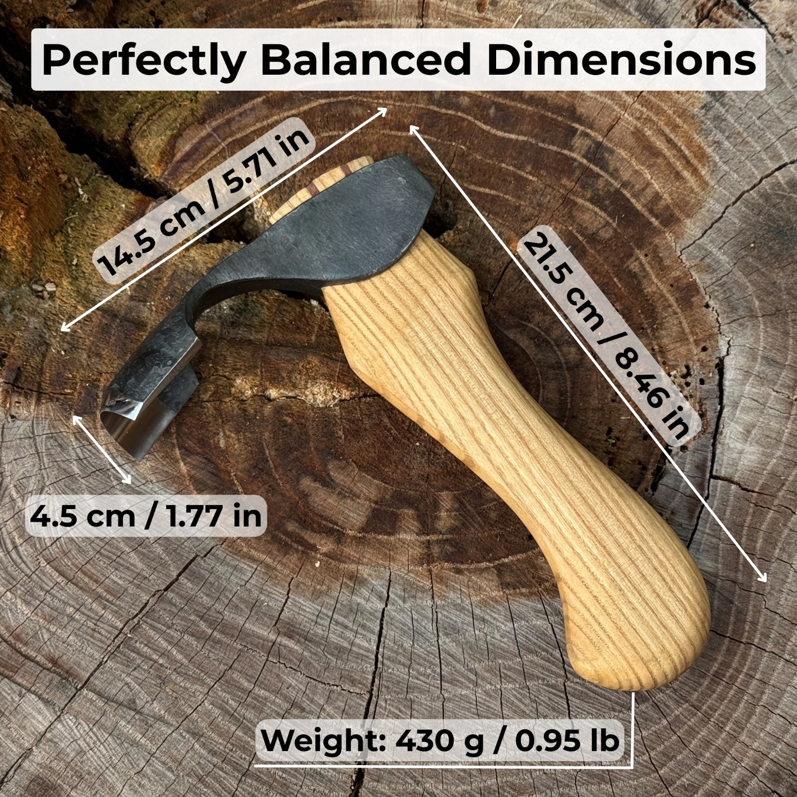 1.77” Blade Small Bowl Carving Adze with Leather Sheath Spoon and Kuksa Carving