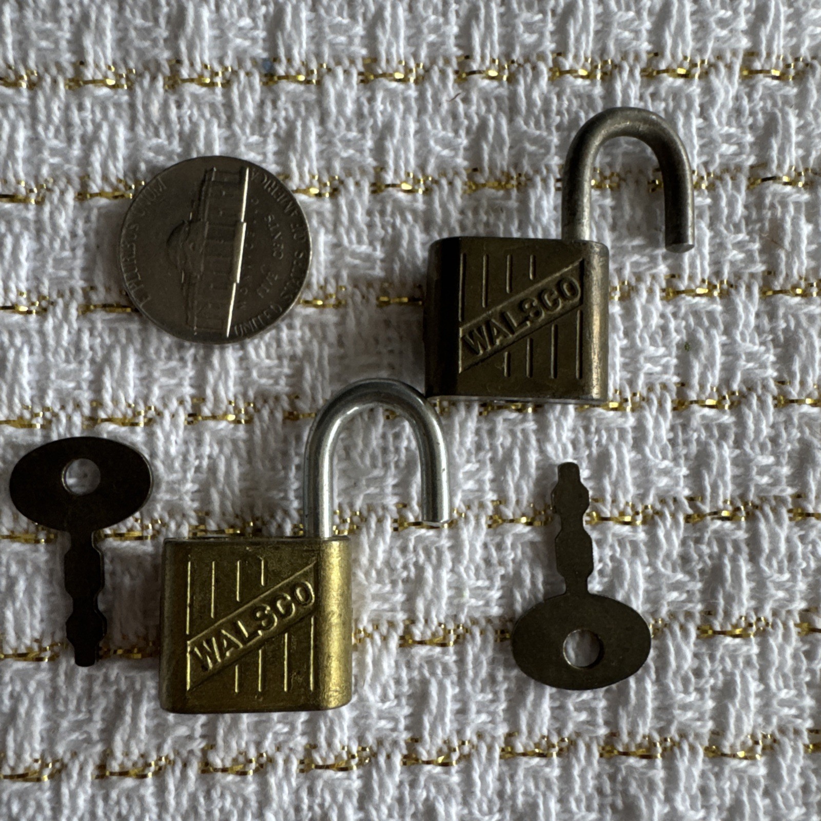 Vintage 2 Small Walsco Padlocks / key – gumball machine display case Cabinet