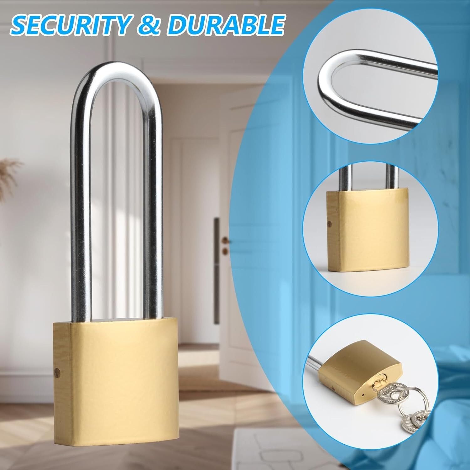 4-Pack 3.4-Inch Keyed Padlocks with Keys for Outdoor and Storage Use