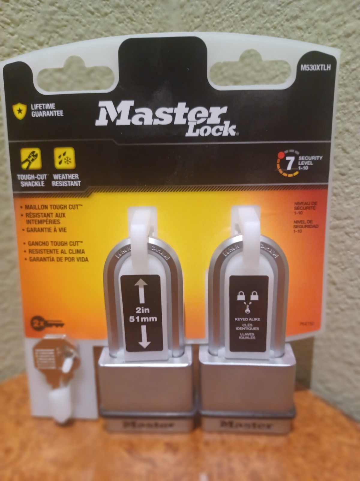 2 Pack Heavy Duty Keyed Alike Outdoor Padlocks with Keys Weather Resistant