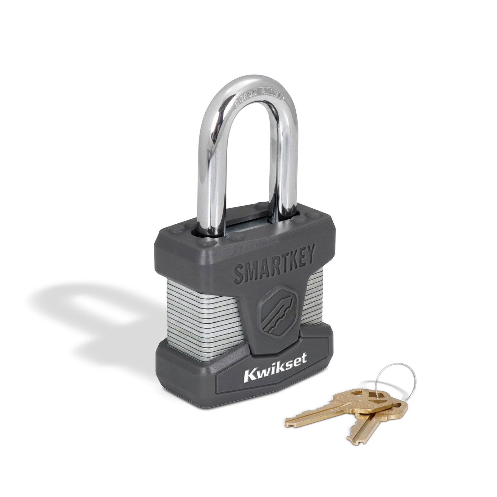 SmartKey ReKeyable Laminated Steel Padlock with Boron Carbide Shackle, Outdoo…