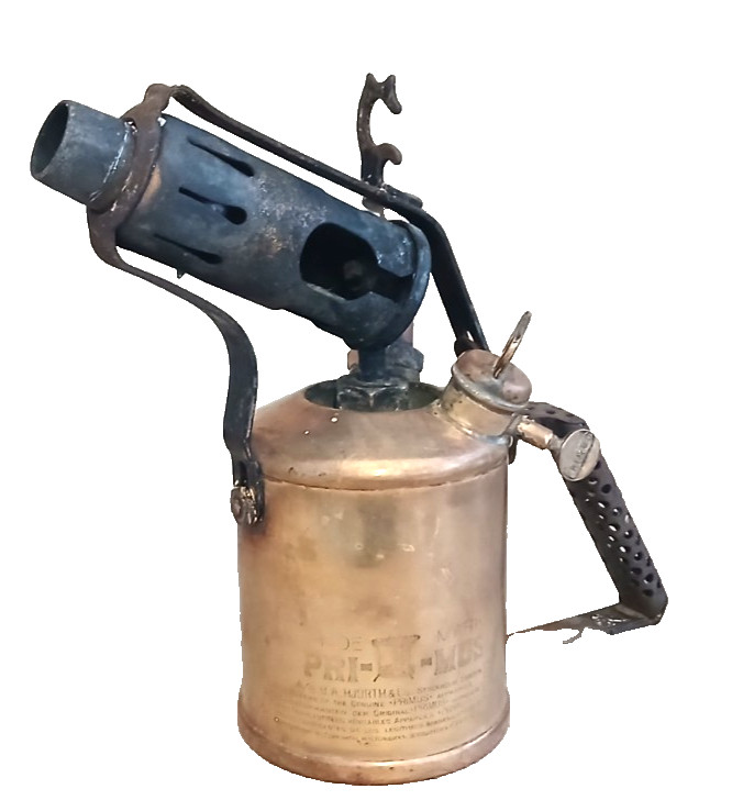 Vintage PRIMUS No 632 Brass Blow Lamp Blow Torch Lamp Sweden Mesh Handle – Rare