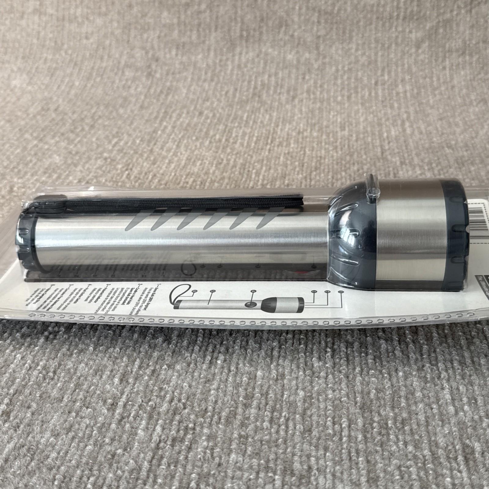 NOS VTG GARRITY STAINLESS STEEL XENON LIGHT BULB FLASHLIGHT + PUSH BUTTON SWITCH