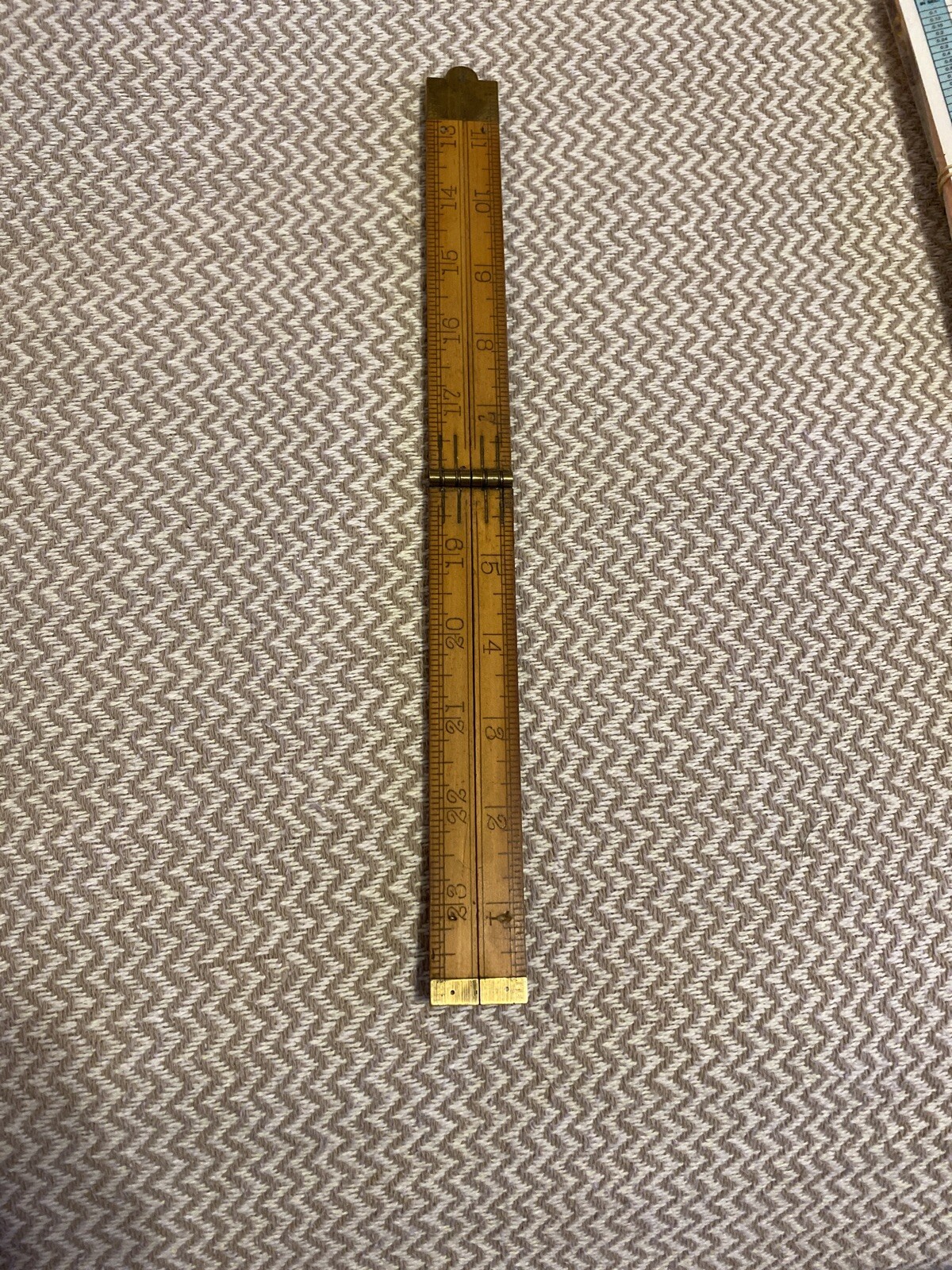 Antique Folding Ruler Brass Wood Chapin Stevens Co. NO.61-24”!!!!!!!