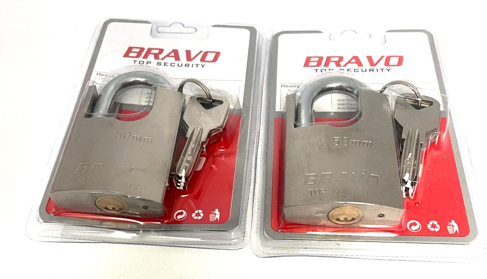 2 PACK Bravo Heavy Duty Padlock with 4keys 50 mm House, Warehouse A+++ M-1