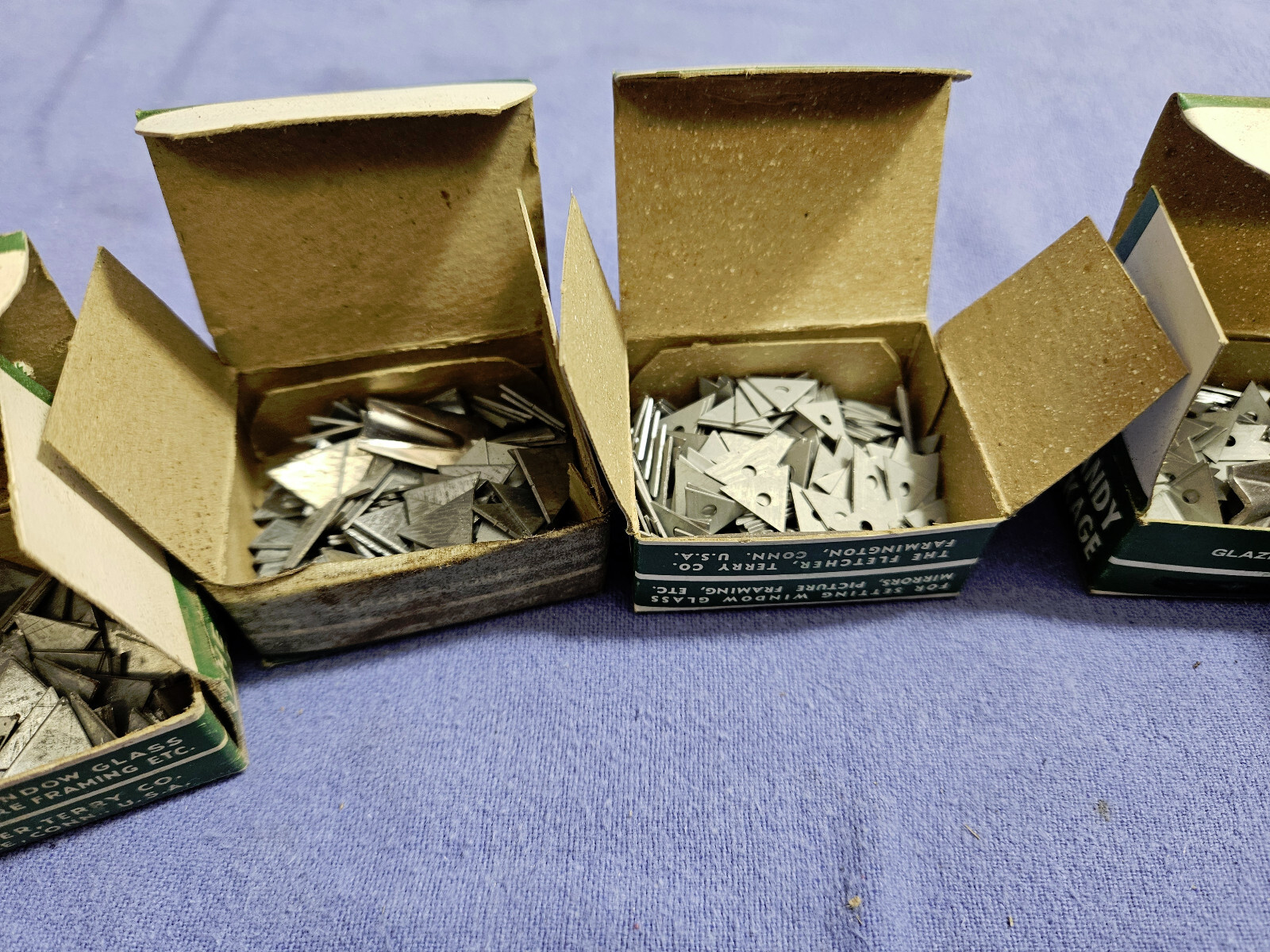Five boxes of Fletcher/Red Devil No 2 Glaziers Points NOS