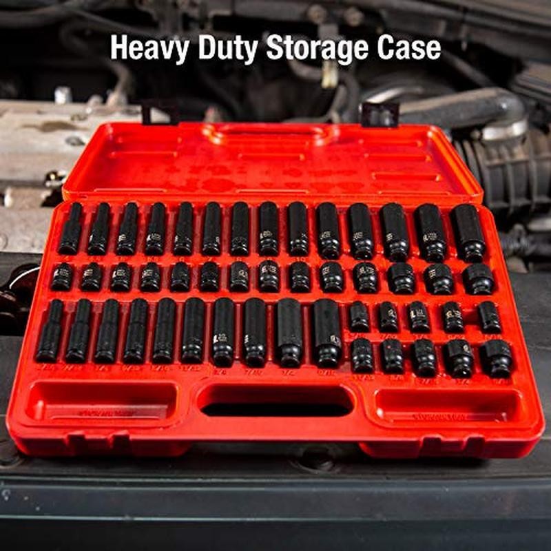 48pc 1/4 Dr Impact Socket Set SAE Metric Cr-Mo Steel Radius Corner Case New