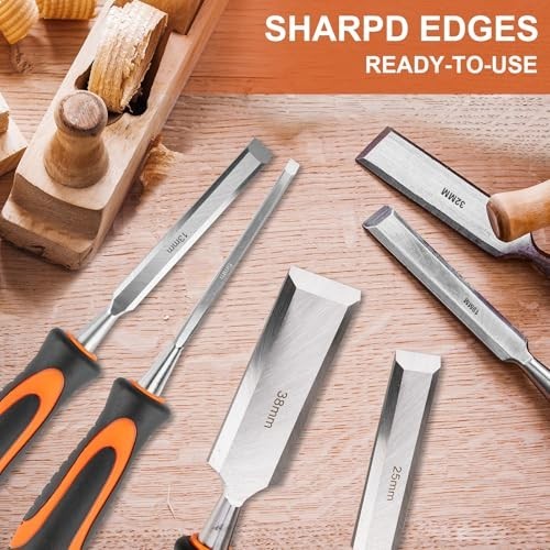 10Pcs Wood Chisel Set with Honing Guide, Sharpening Stone & Pencils – DIY & Pro
