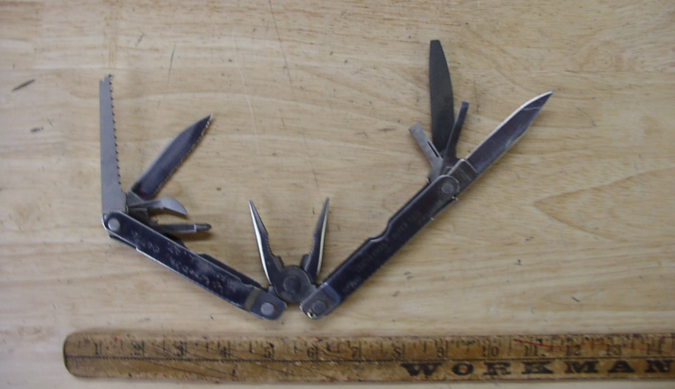 Vntg Leatherman 0595 Super Tool,4-1/2″,W/Orig Leather Case,W/Owner’s Marks