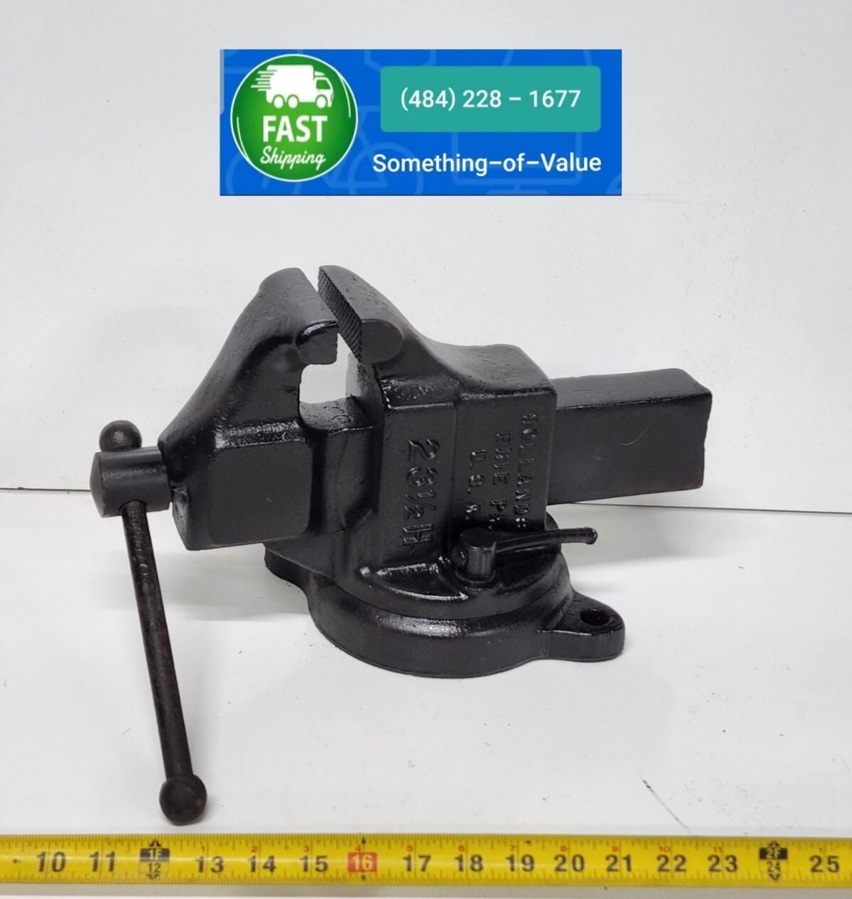 Vintage Hollands 23 1/2 Swivel Bench 3-1/2″ Vise