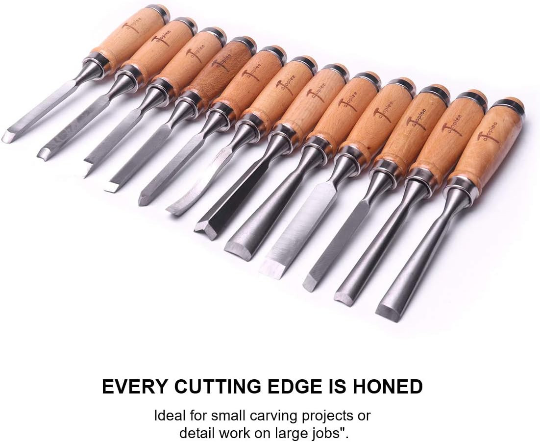 12Pcs Wood Carving Chisel Set for Woodworking, Professional Wood Gouge Tools wit