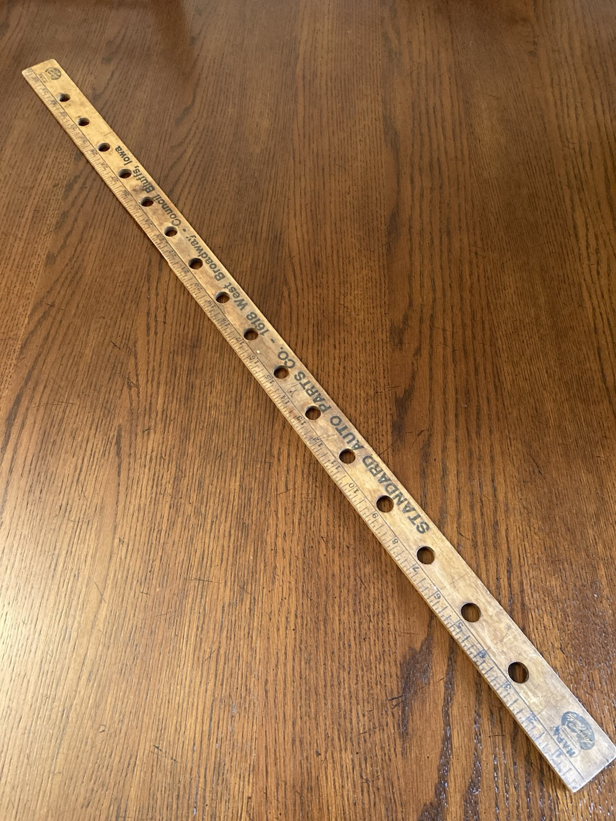 NAPA Standard Auto Parts Co Advertising Wooden Yardstick Council Bluffs Iowa Vtg
