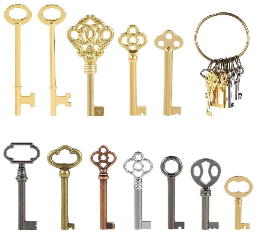 12pcs Skeleton Key Set | Universal Hollow Barrel Keys for Antique Cabinet Door