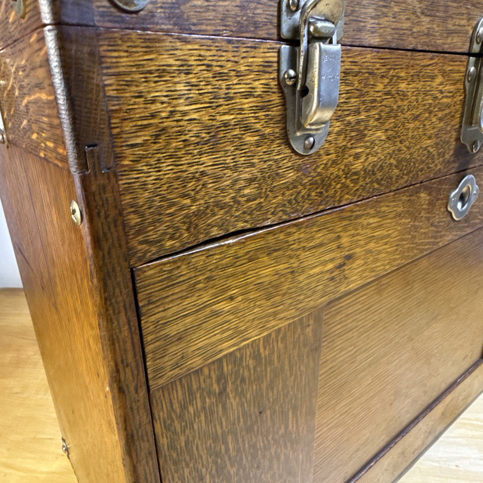 Vintage H Gerstner & Sons Dayton Ohio Machinist Tool Chest 11 Wood Oak Drawer