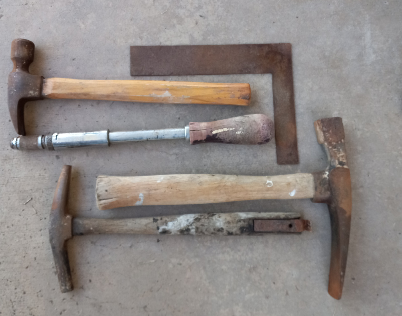 Vintage Carpenter & Machinist Tool Lot – Hammers, Machinist Square