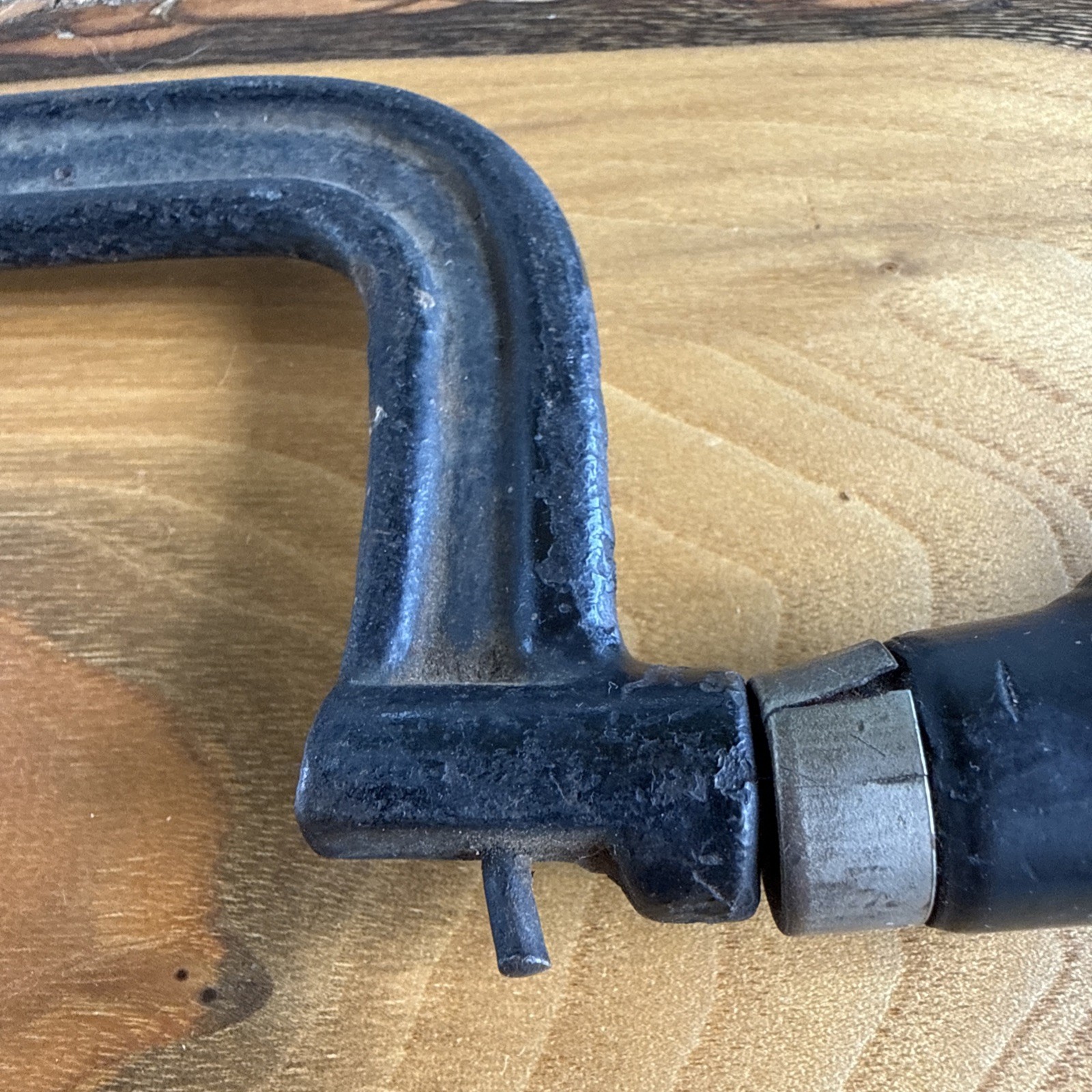 Antique Forged steel 8” Hack Saw UNION HARDWARE USA Wood Handle Brass Ring