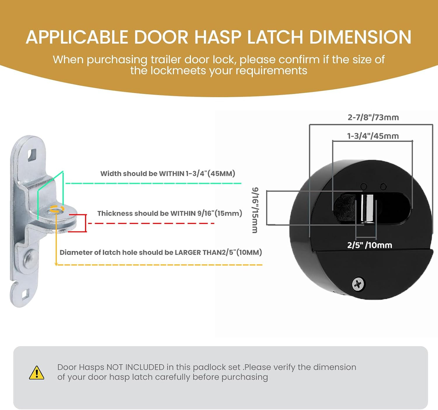 2 Pack Hidden Shackle Padlock Keyed Alike Heavy Duty Trailer Puck Black | Traile