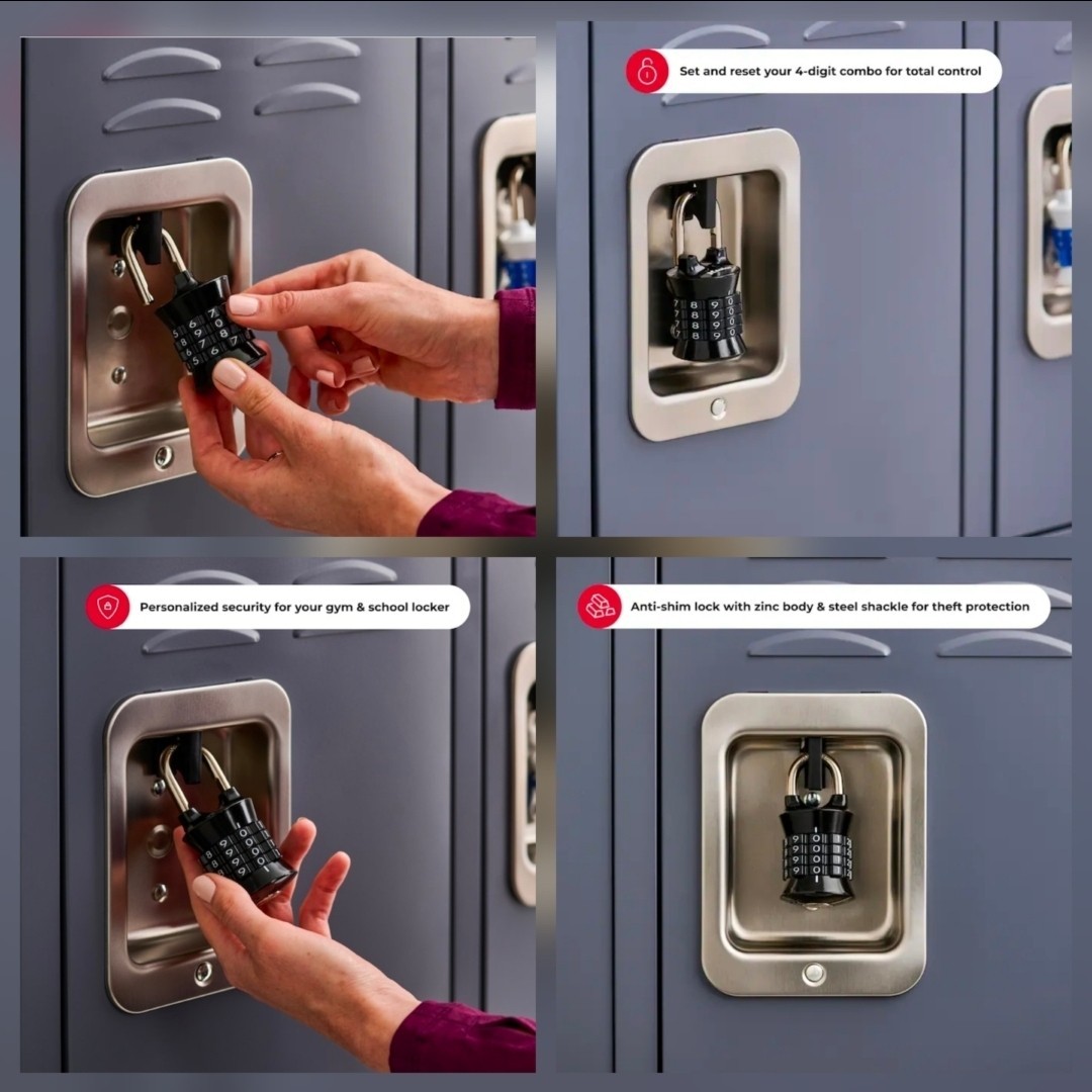 Keyless Resettable Combination Padlock – Durable Indoor Security Lock 1 Pack