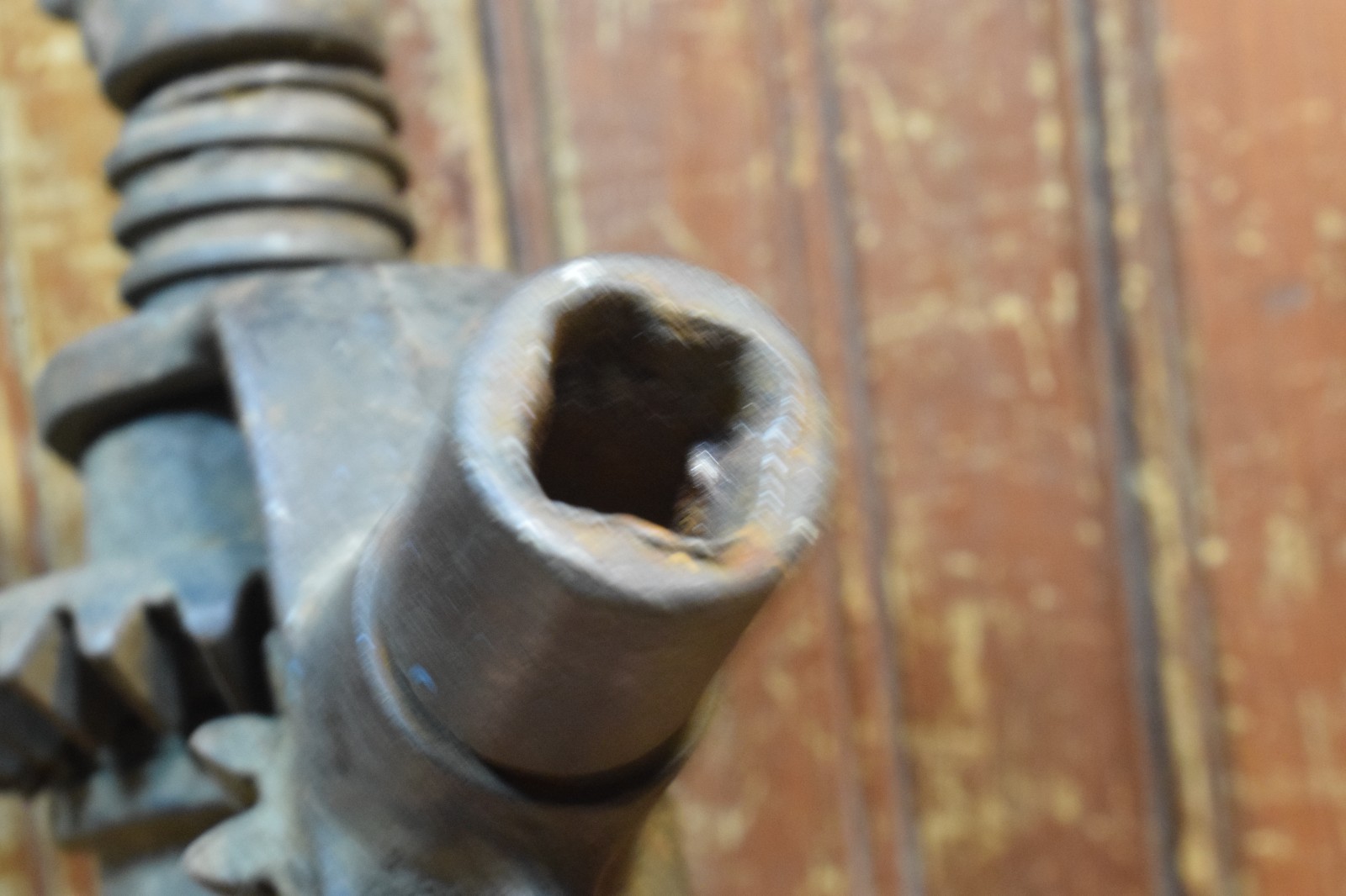 NATIONAL STANDARD BEVEL GEAR SCREW JACK FORGED IRON ANTIQUE 1910s PAT APPLIED
