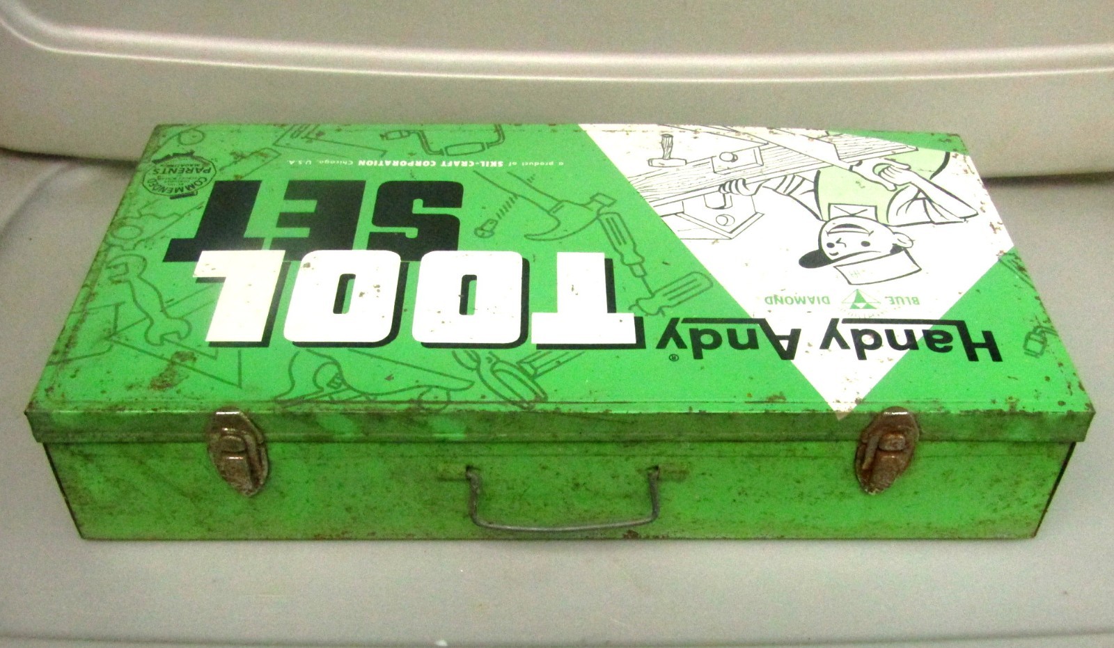 Vintage Handy Andy Blue Diamond Tool Set Empty Box Only Metal