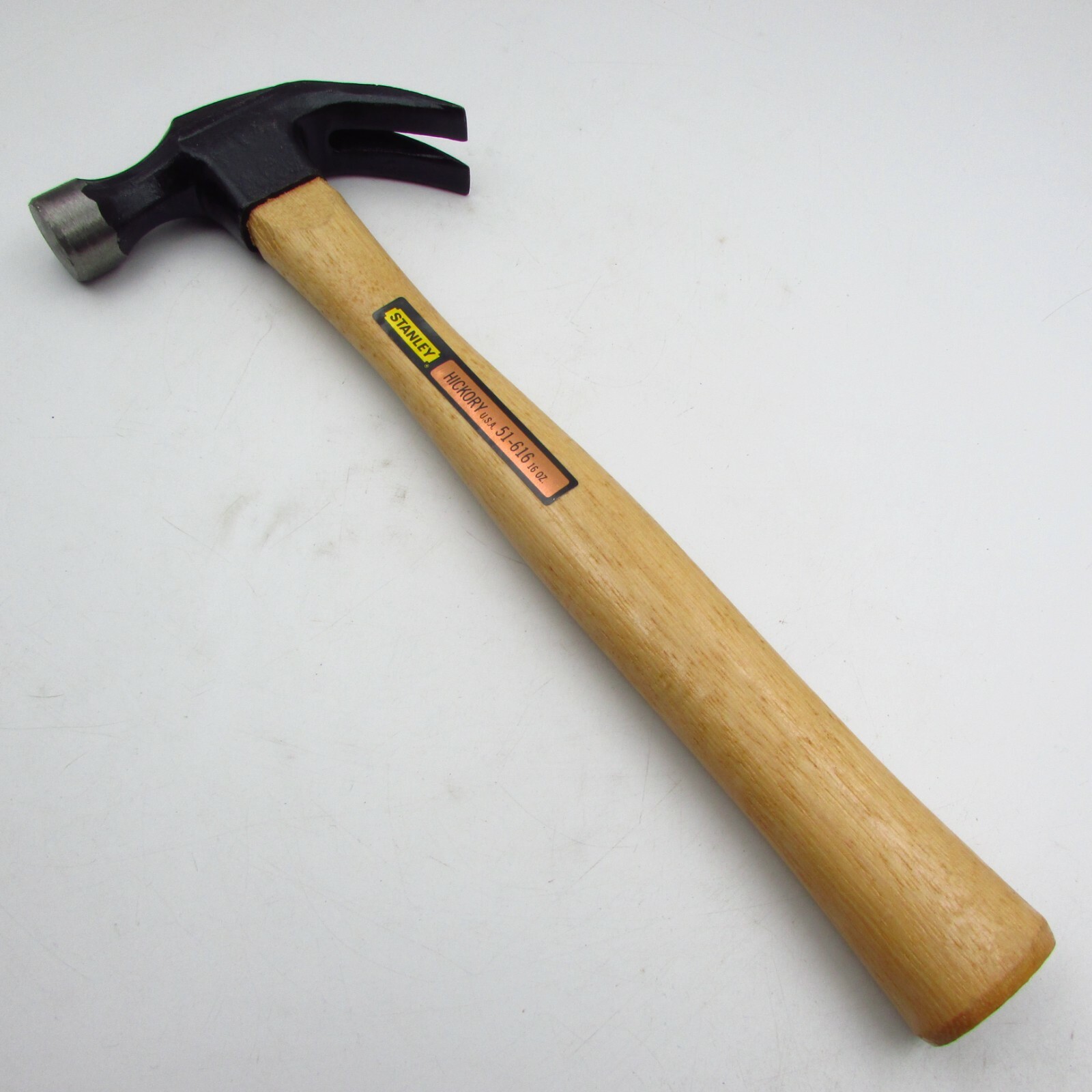 Vintage Stanley Hickory 51-616 Claw Hammer 16 ounce Smooth Head USA Made