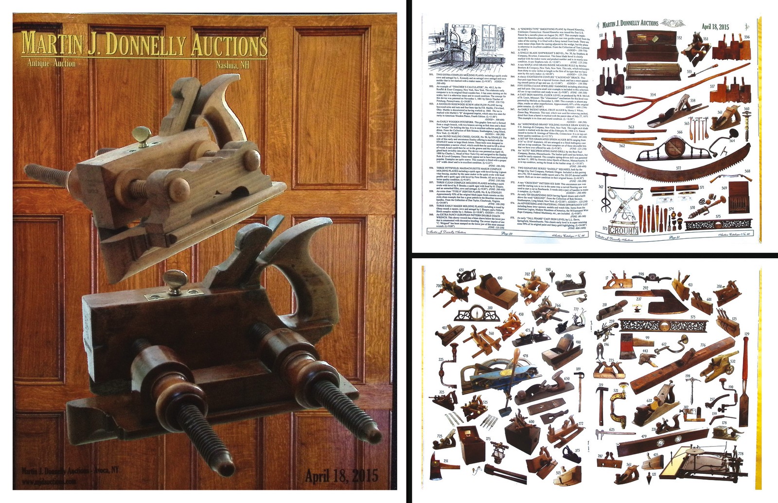 Full Color April, 2015 (SC15) Antique Tool Auction Catalog & Prices Realized