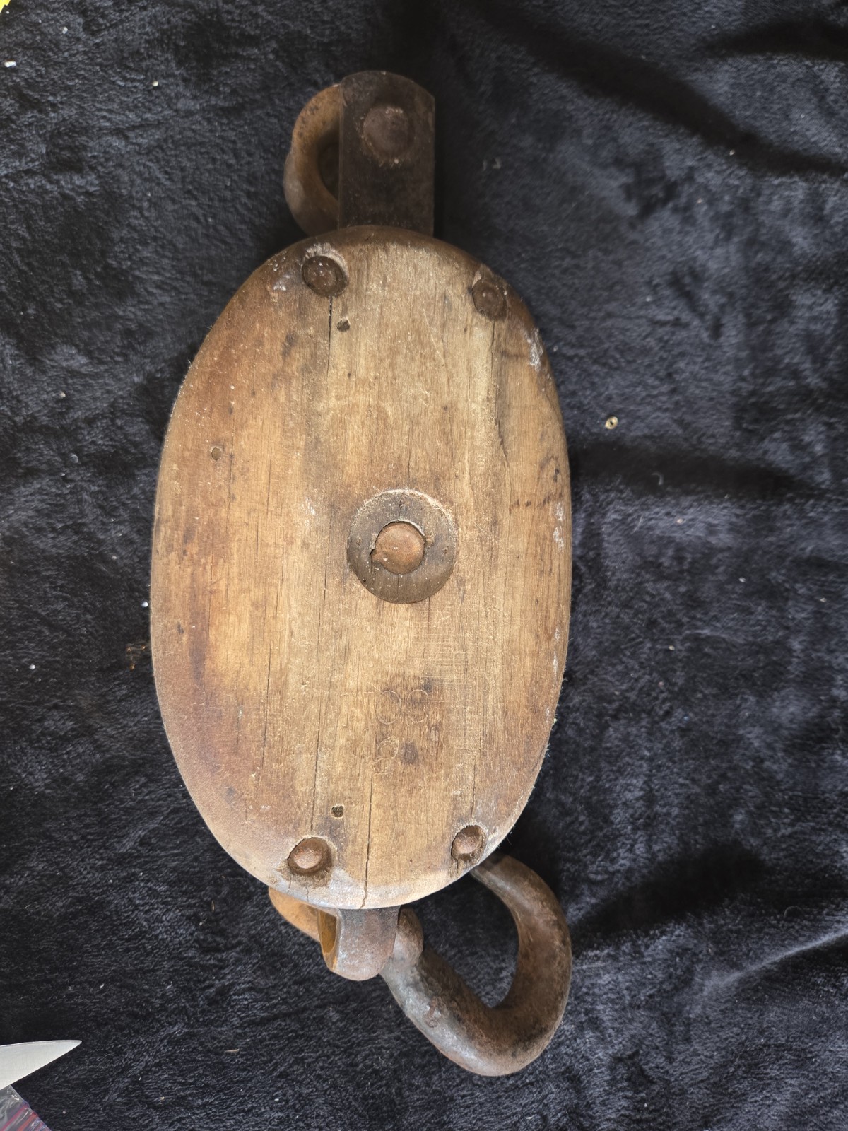 Vintage Antique Wood Steel Pulley – Barn Industrial Primitive Rustic Decor HUGE