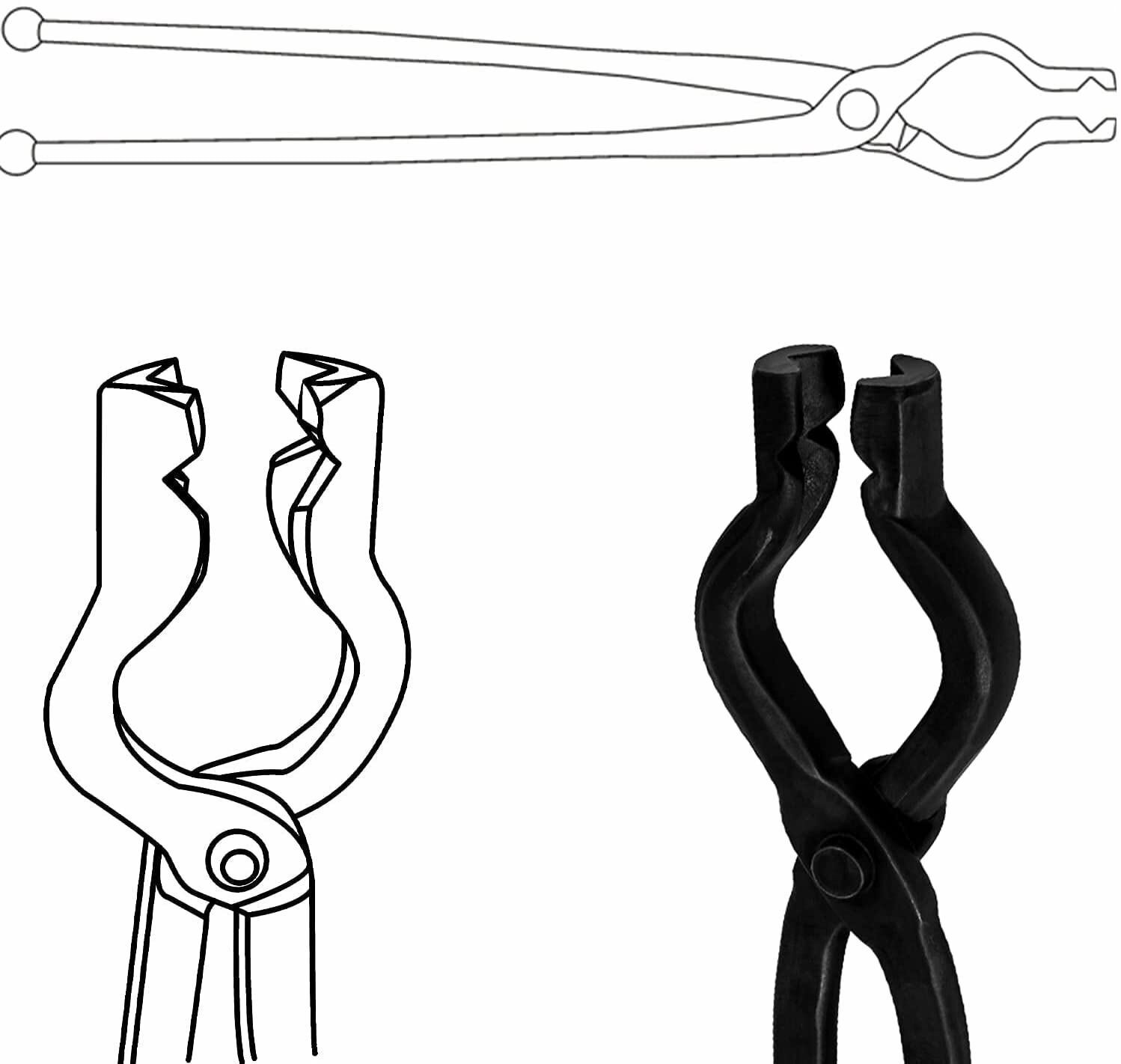 17″ Better Forge Tongs Knife Making V-Bit Bolt Blacksmith Tongs Wolf Jaw Tongs