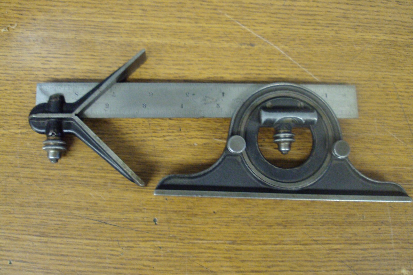 Starrett No 12 Protractor Head Center Finder & 8″ Inch Brown & Sharpe No 4 Rule