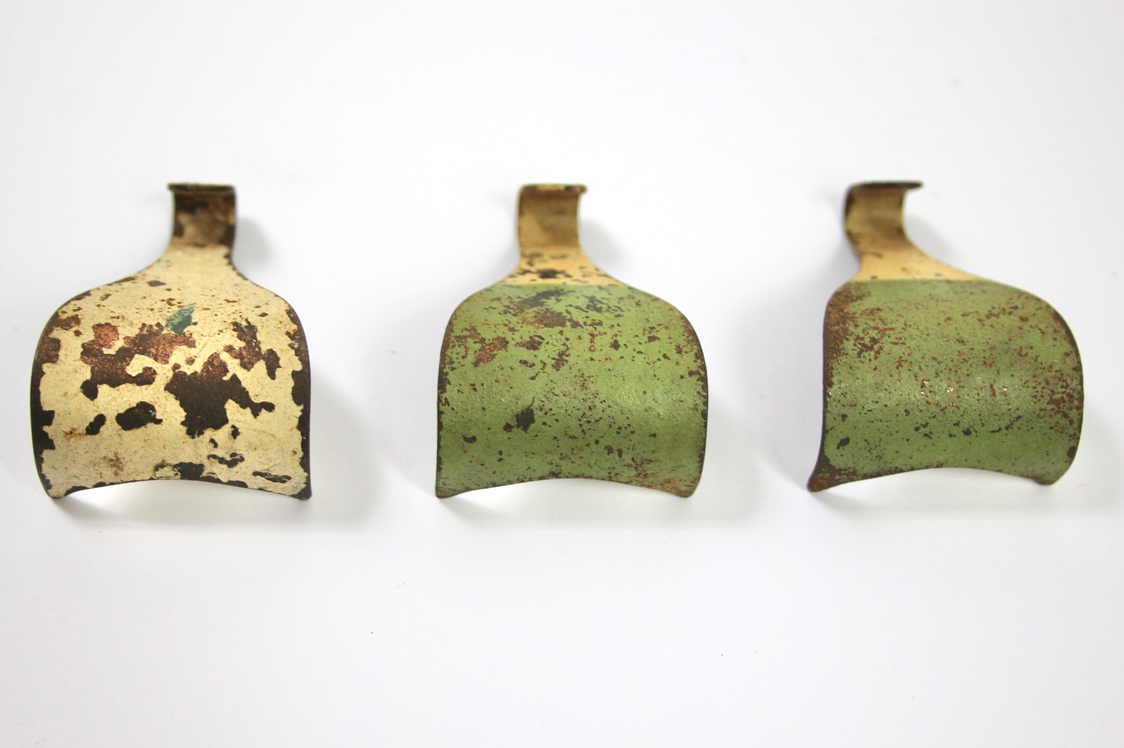 Vintage Solid Brass Picture Rail Hooks – Set of 3 – Original Shabby Chic Patina