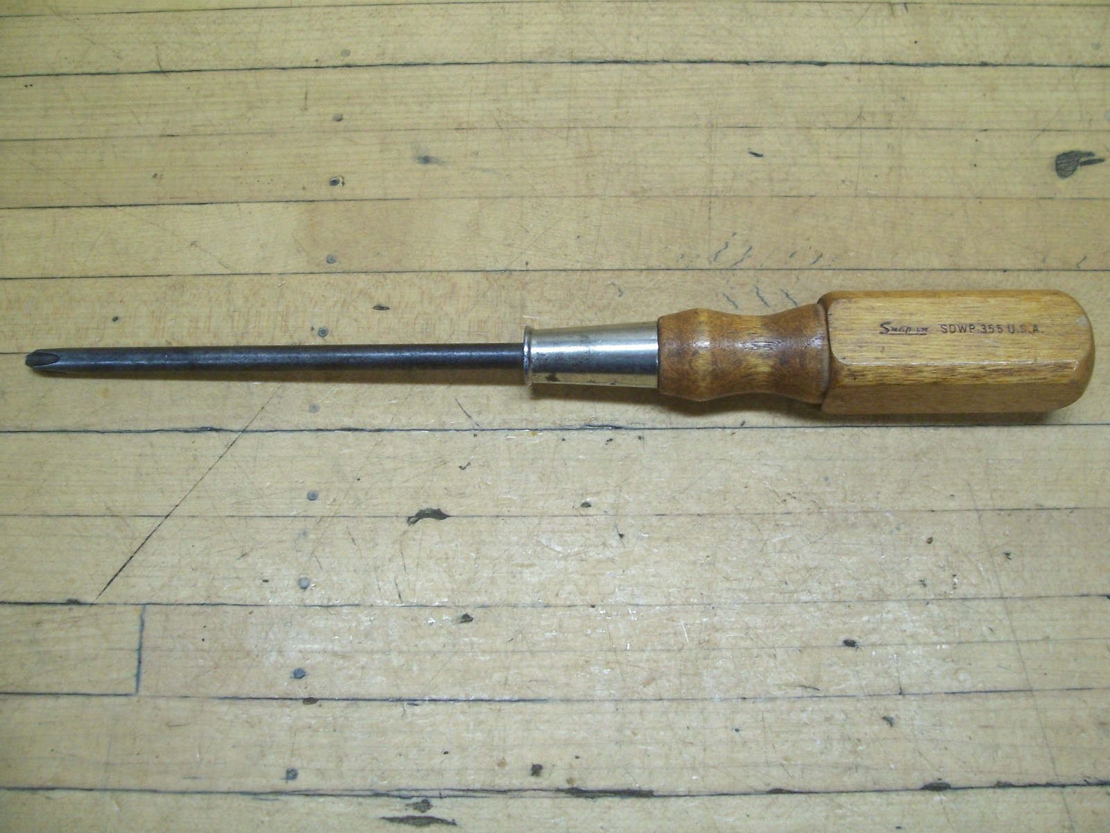 NICE Vintage Snap-On Wood Handle Phillips Screwdriver 12-1/2″ Tool SDWP-355 USA