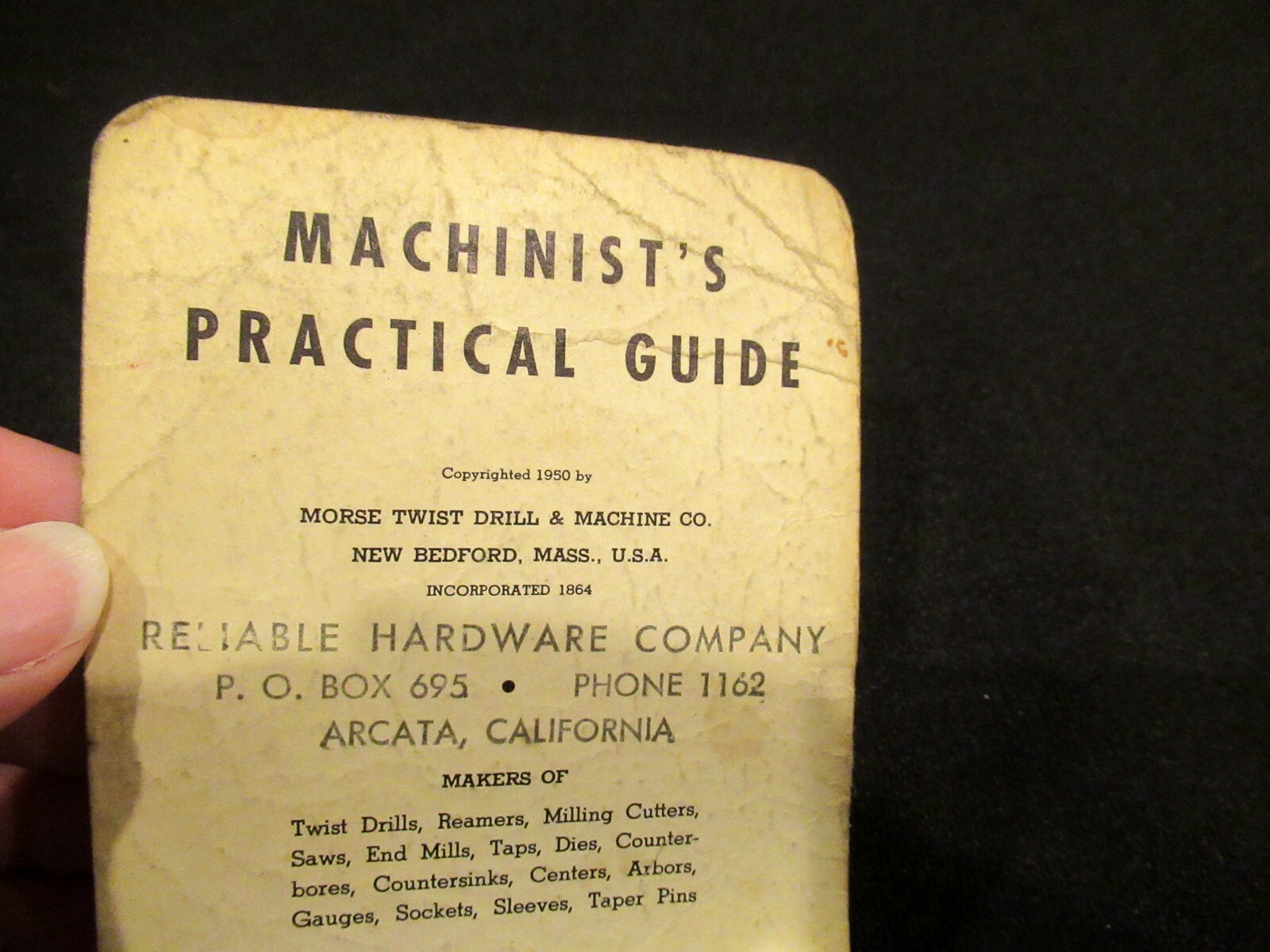 Machinist Practical Guide from Morse Twist Drill & Machine Co, c. 1950