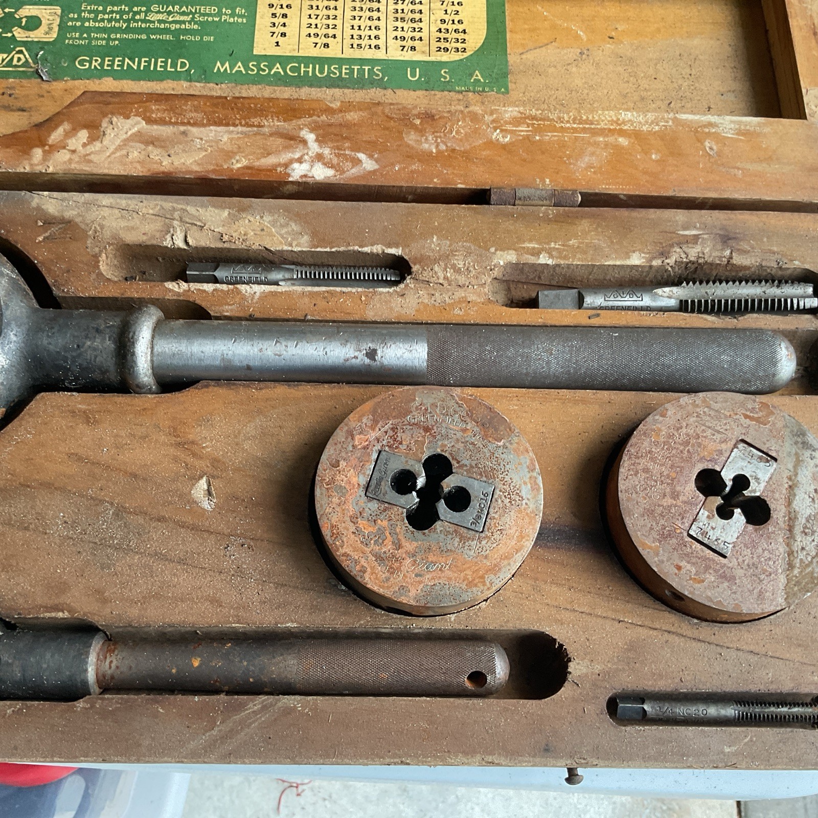 Vintage Greenfield USA Little Giant No 5 Tap And Die Set With Wooden Box