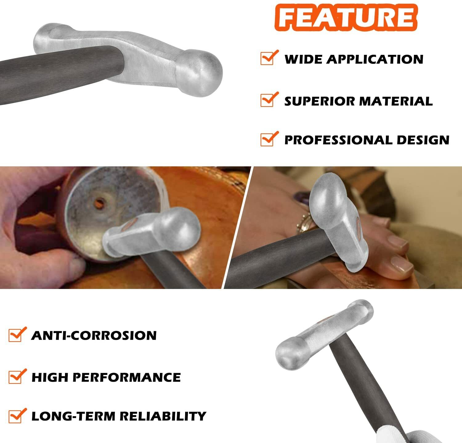 Upgraded Jewelry Blacksmith Anvil Vintage Hammer, Ball Peen Hammer Mint Doming