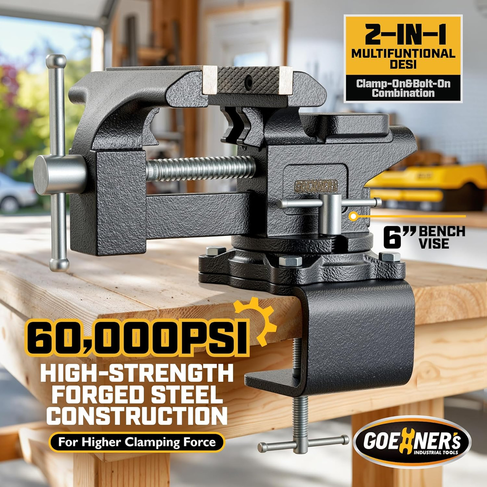 6-Inch Bench Vise, Vice for Workbench with Heavy Duty Forged Steel Construction