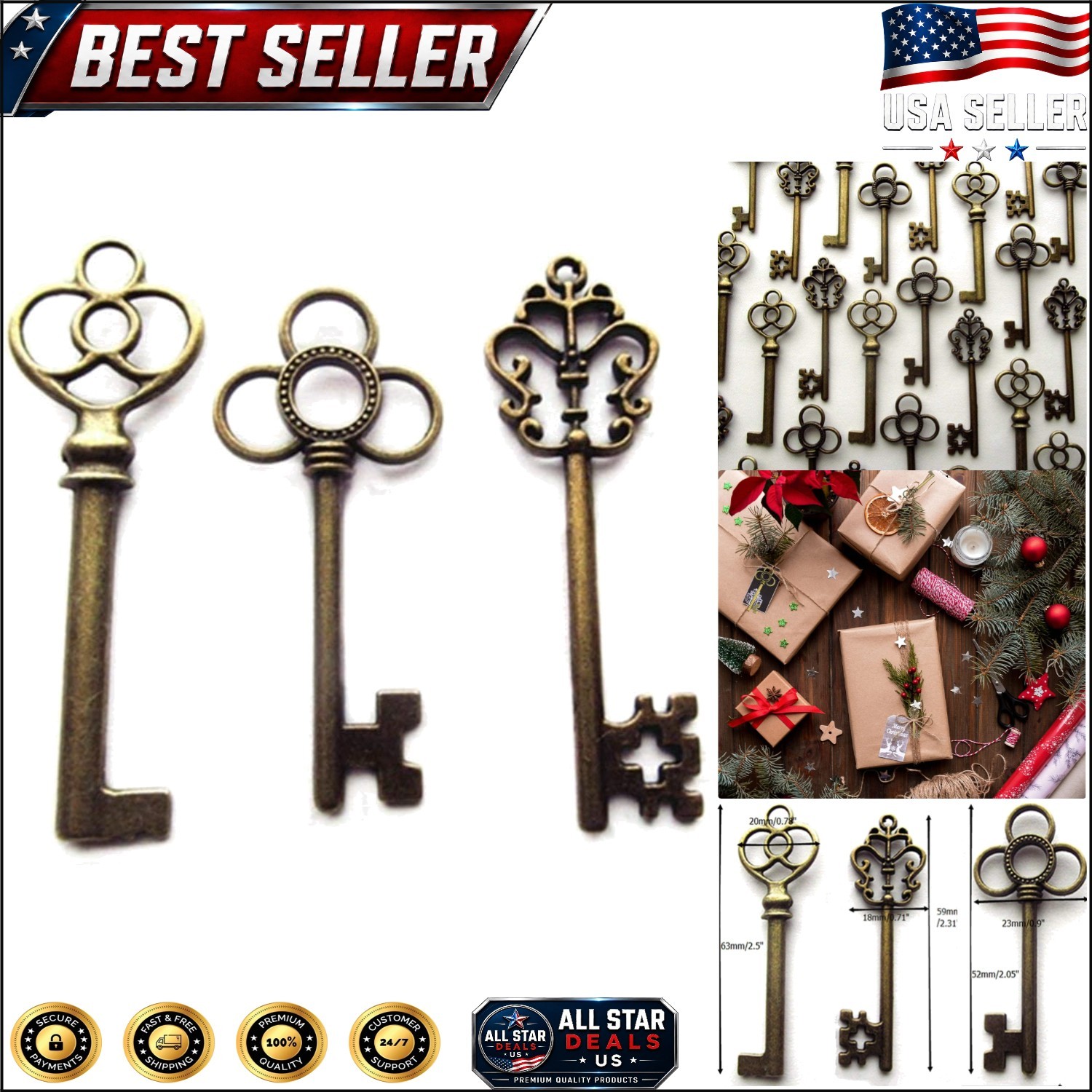 30 Vintage-Inspired Skeleton Keys in Antique Bronze – Craft & Decor Must-Have