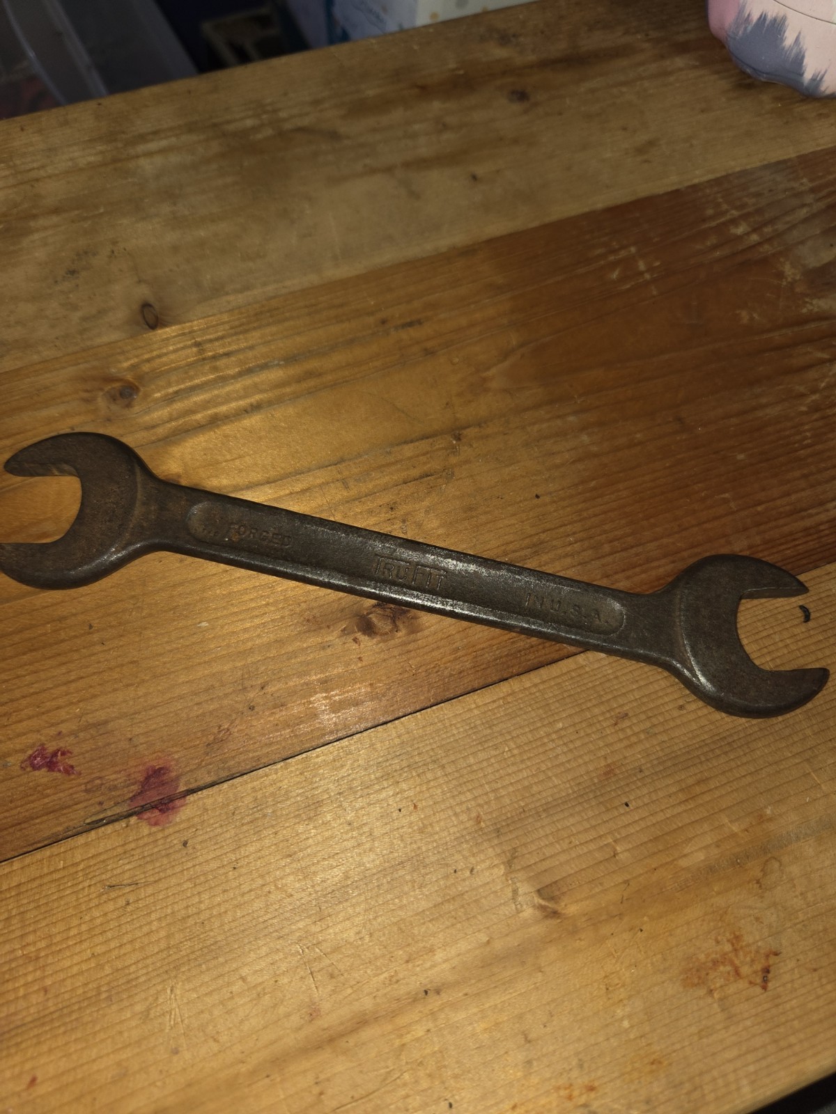 Vintage Tru-Fit Double Open End Wrench Forged USA Recessed Panel 1950s 3/4 11/16