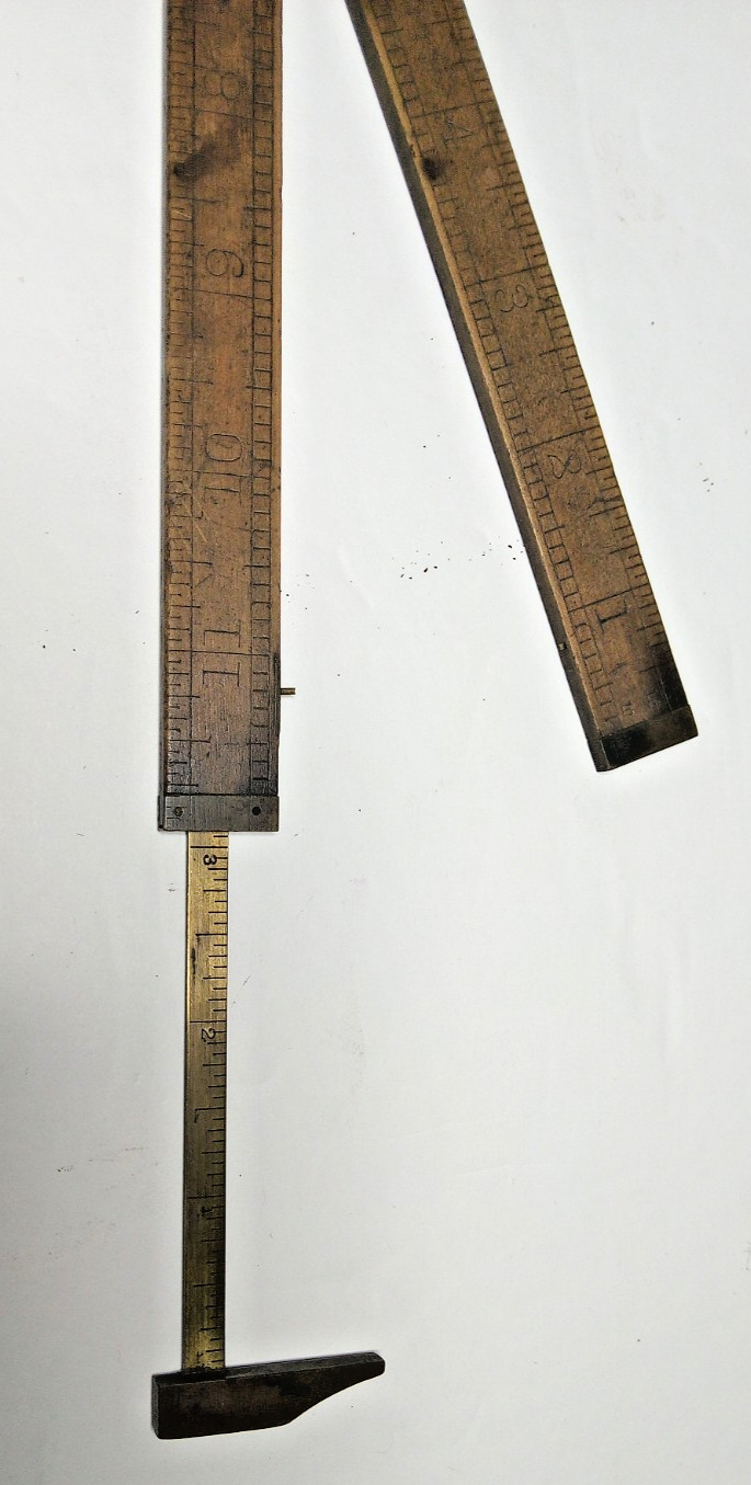 Vintage 20s – 30s Lufkin No 372 ( 36 1/2 ) Wood Brass Folding Ruler 12″ Caliper