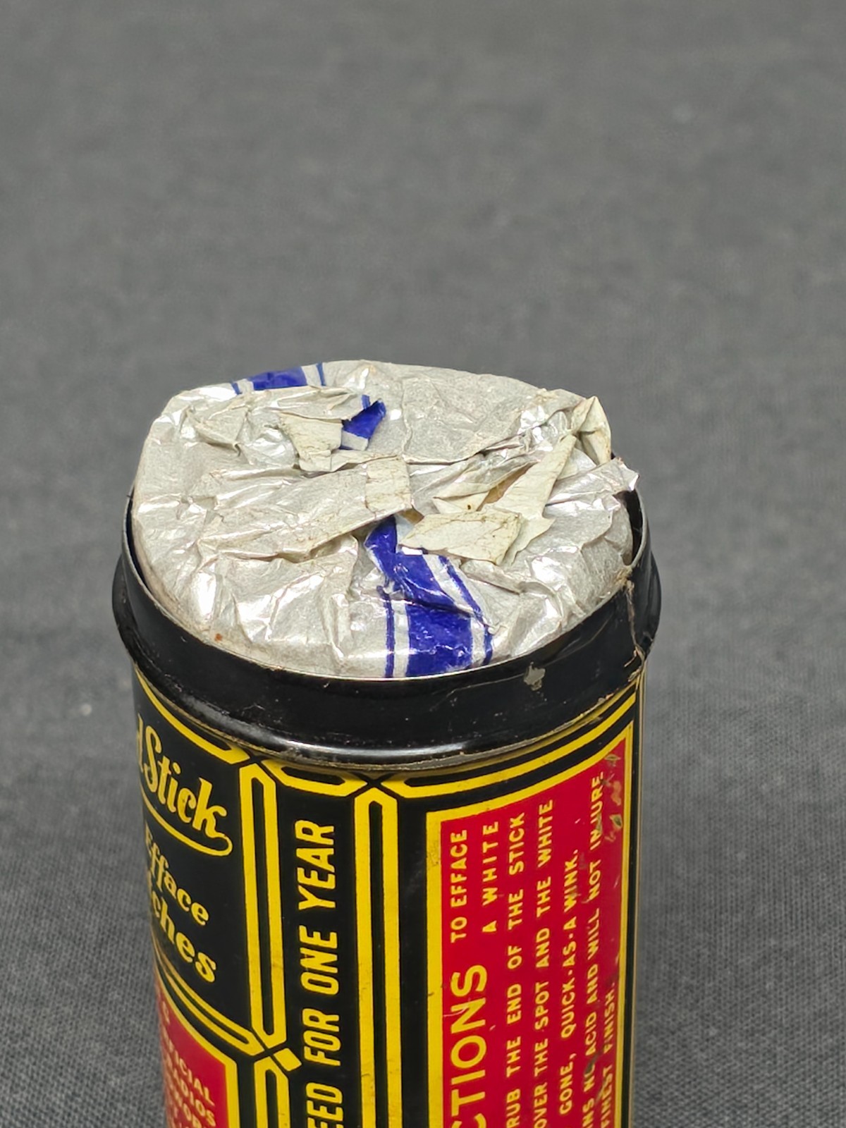 Vintage Zenith Tibet Almond Stick Scratch Remover Advertising Tin With Original