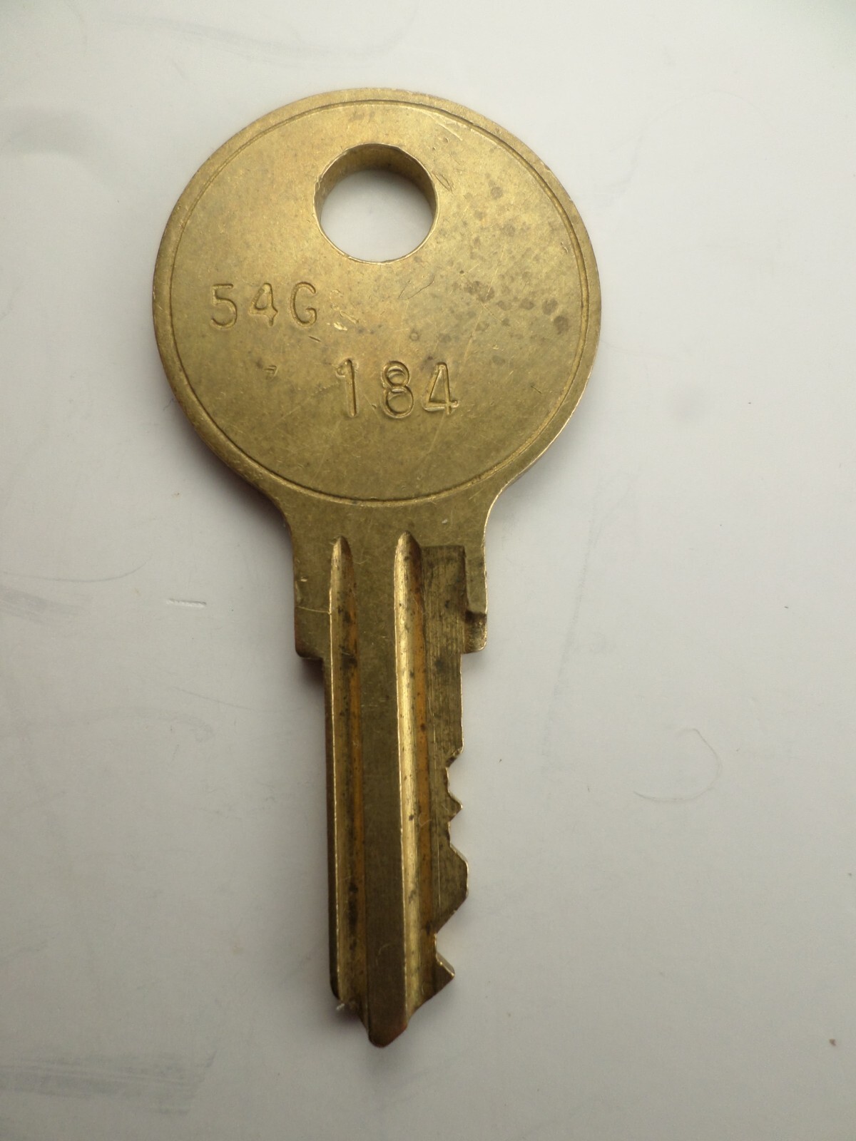 Vintage Brass FORT Lock Castle Key 54G No. # 184 Chicago IL