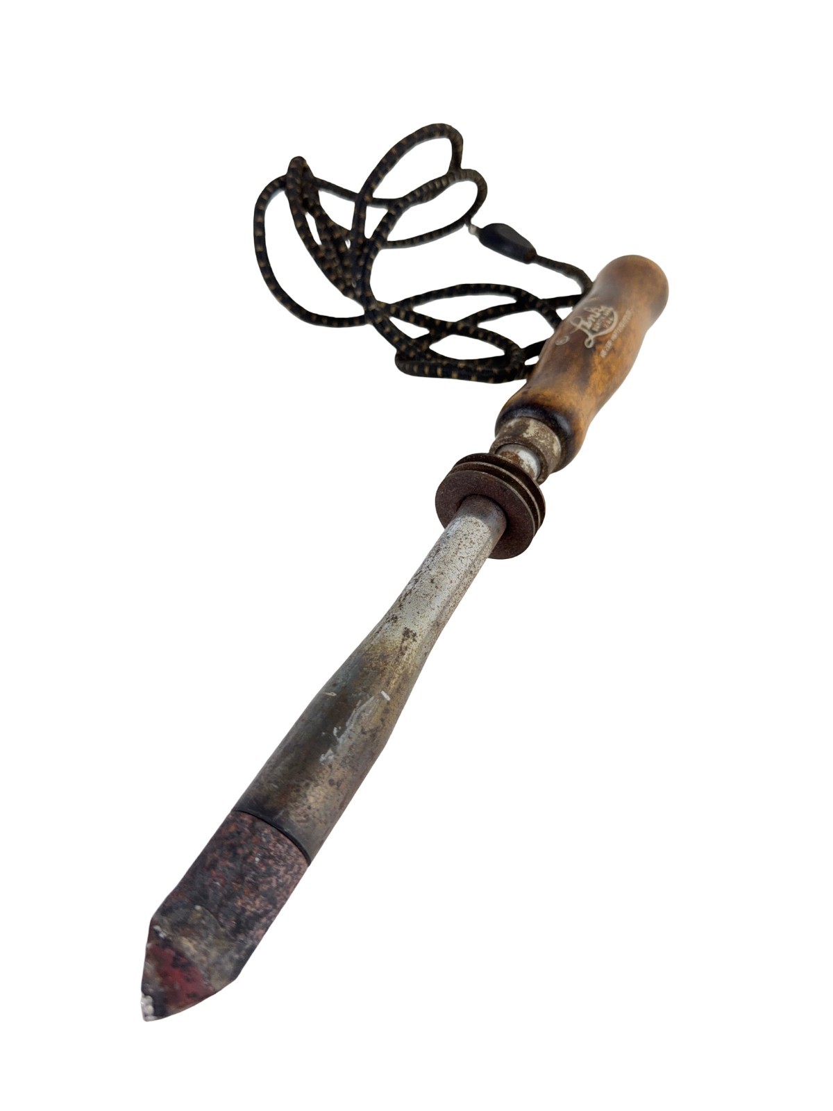 Lenk No 75R Electric Soldering Iron 75W 110V Boston Mass Wood Handle Cloth Cord
