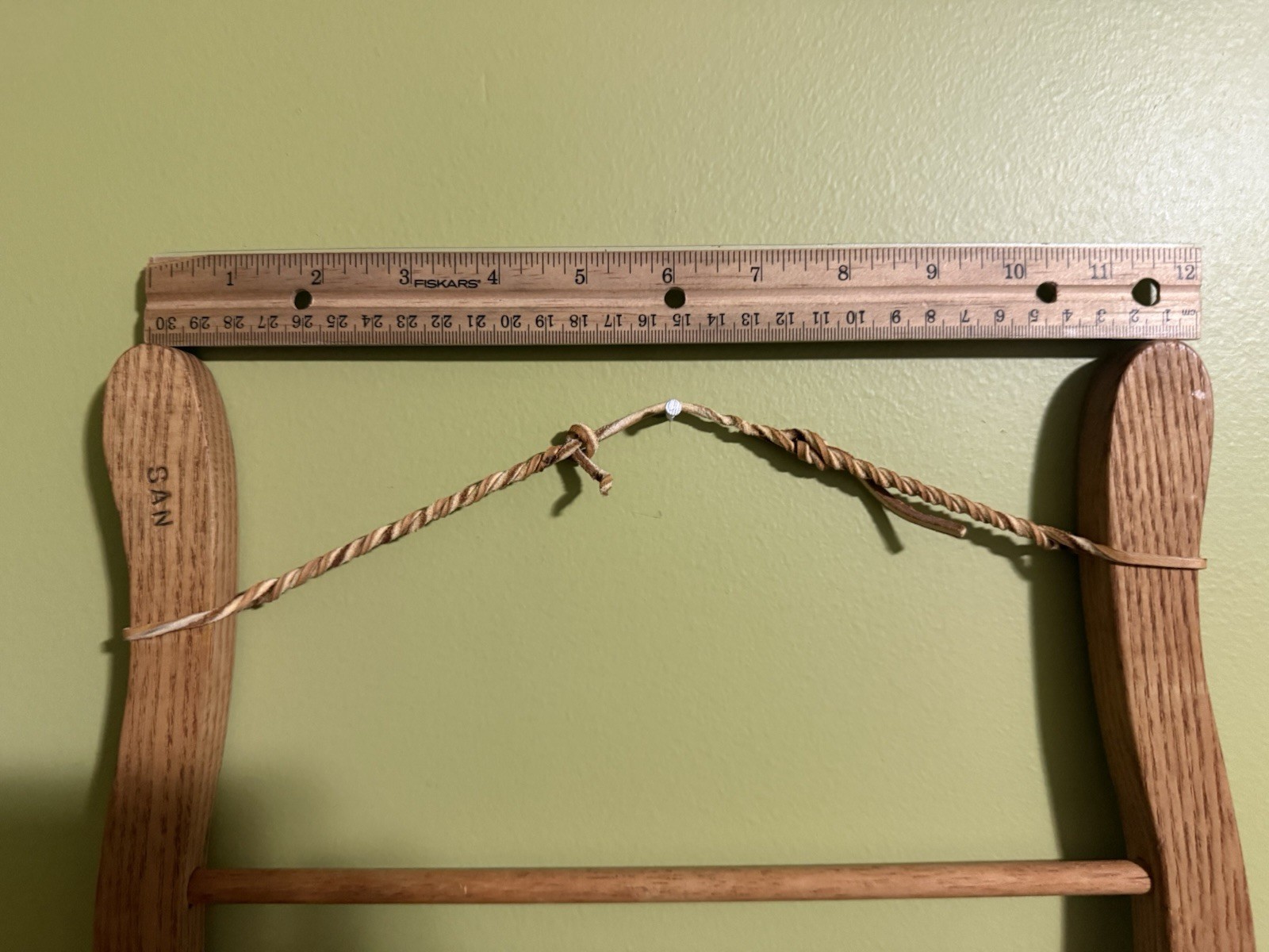 Vintage Original Wooden Bow Saw Frame Wall Hanging Decor w/ Rope Handle