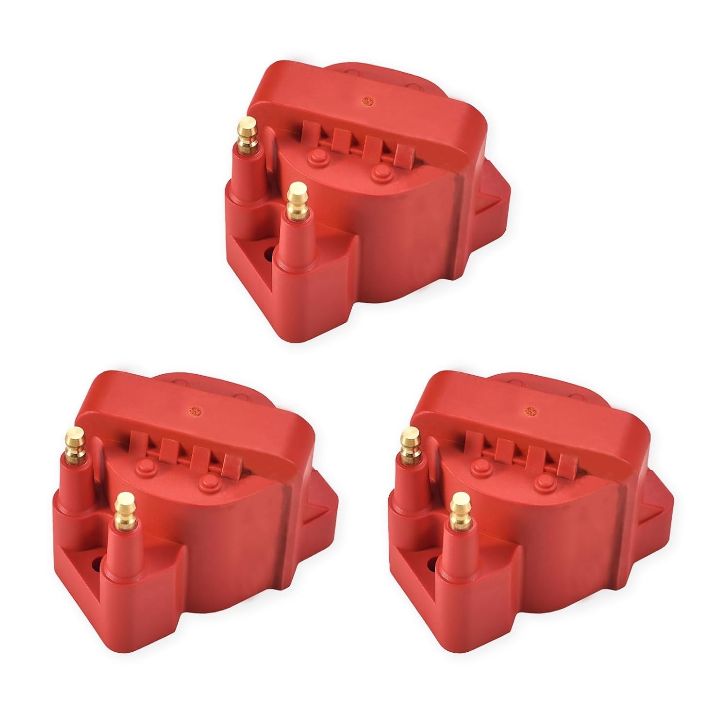 ENA Set of 3 Red Ignition Coil Pack Compatible with Buick Cadillac Chevy Oldsmob