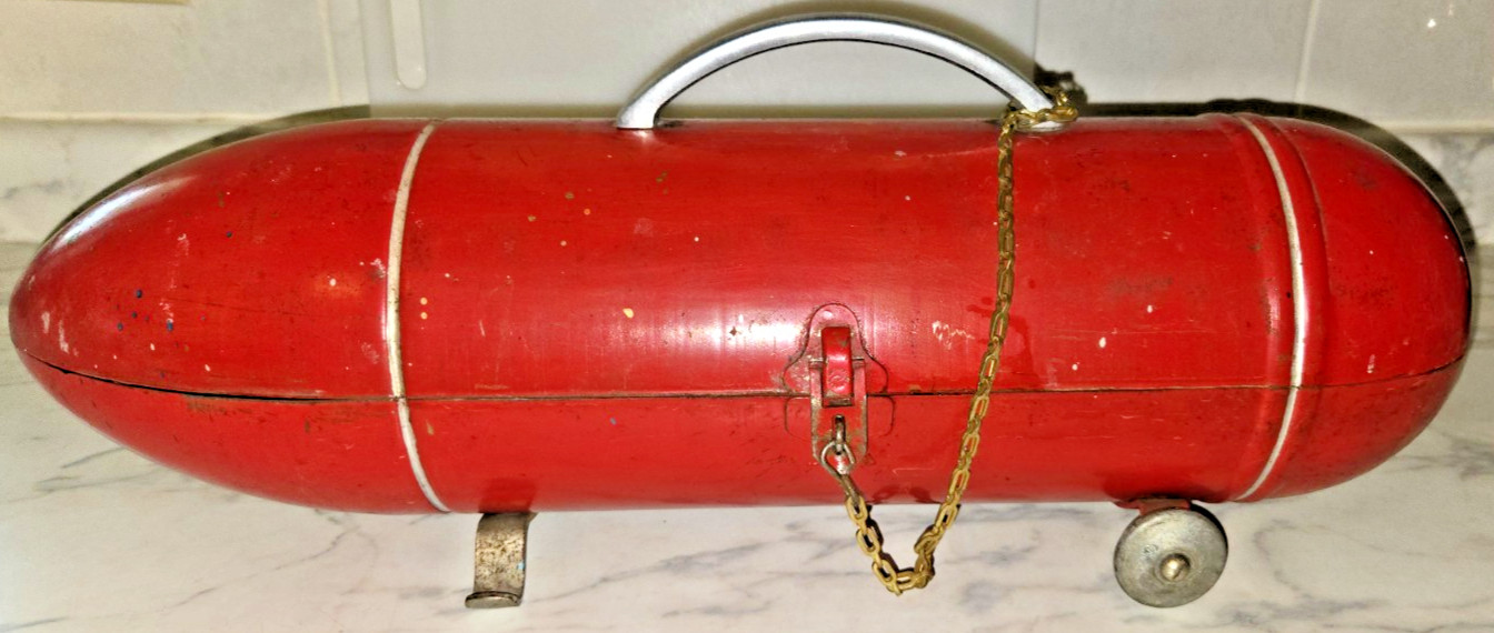 Vintage Blackhawk Torpedo Tool Box Garage Tools Hot Rod Red Rocket Style 1950’s