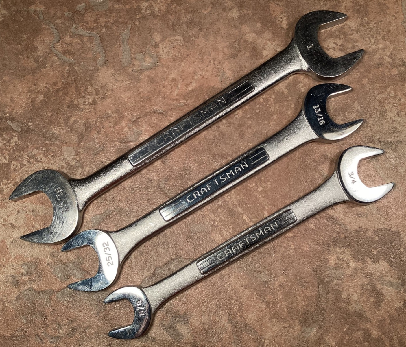Vintage Craftsman 3 Double Open End Wrenches =V= Series SAE NOS Forged Satin USA