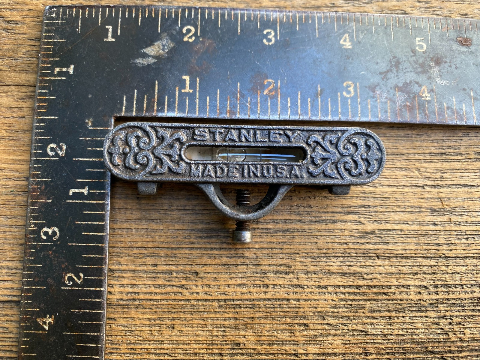 Vintage Stanley Pocket/Line Level-Cast Iron-Bubble String Level Made In USA