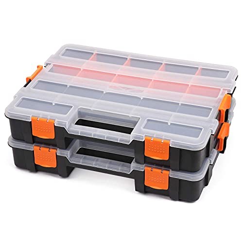 Tool Box Organizers, Interlocking Black Small Parts Organizer for Fasteners,