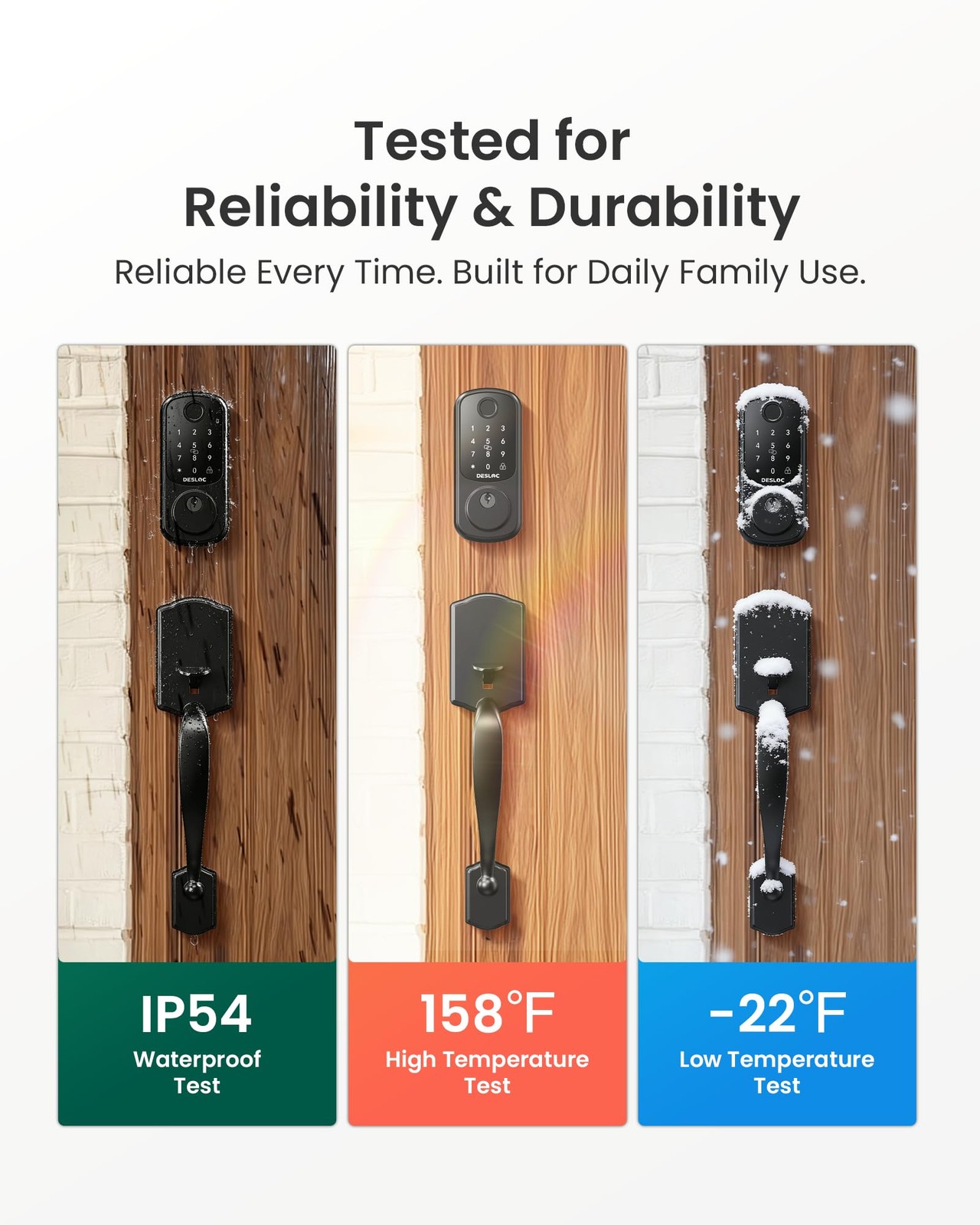 DESLOC B200 Keyless Entry Door Lock with Handle Set, Smart Locks for Black