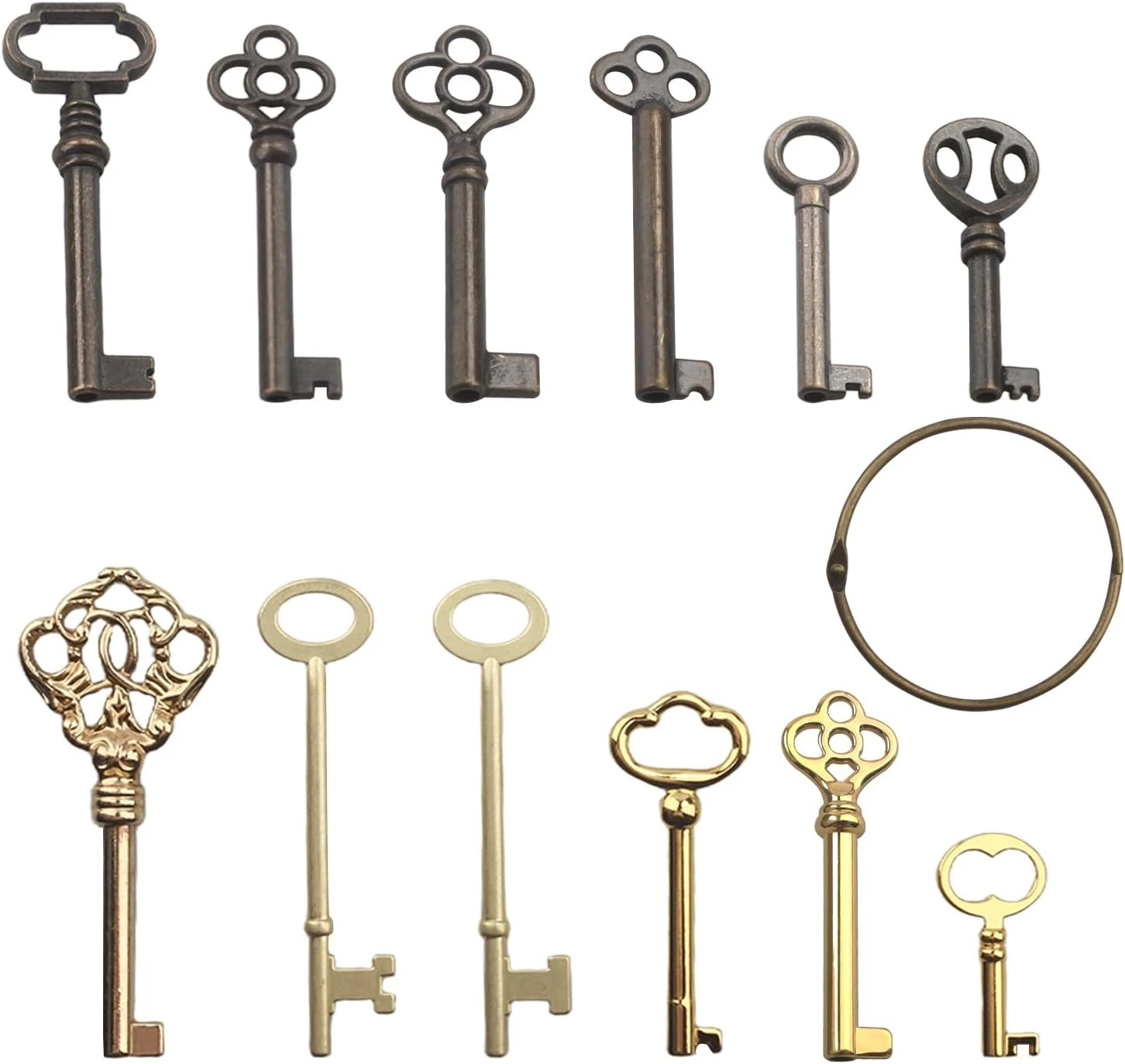 12 Pcs Skeleton Key Set Replacement Vintage Keys for Antique Dresser Cabinet