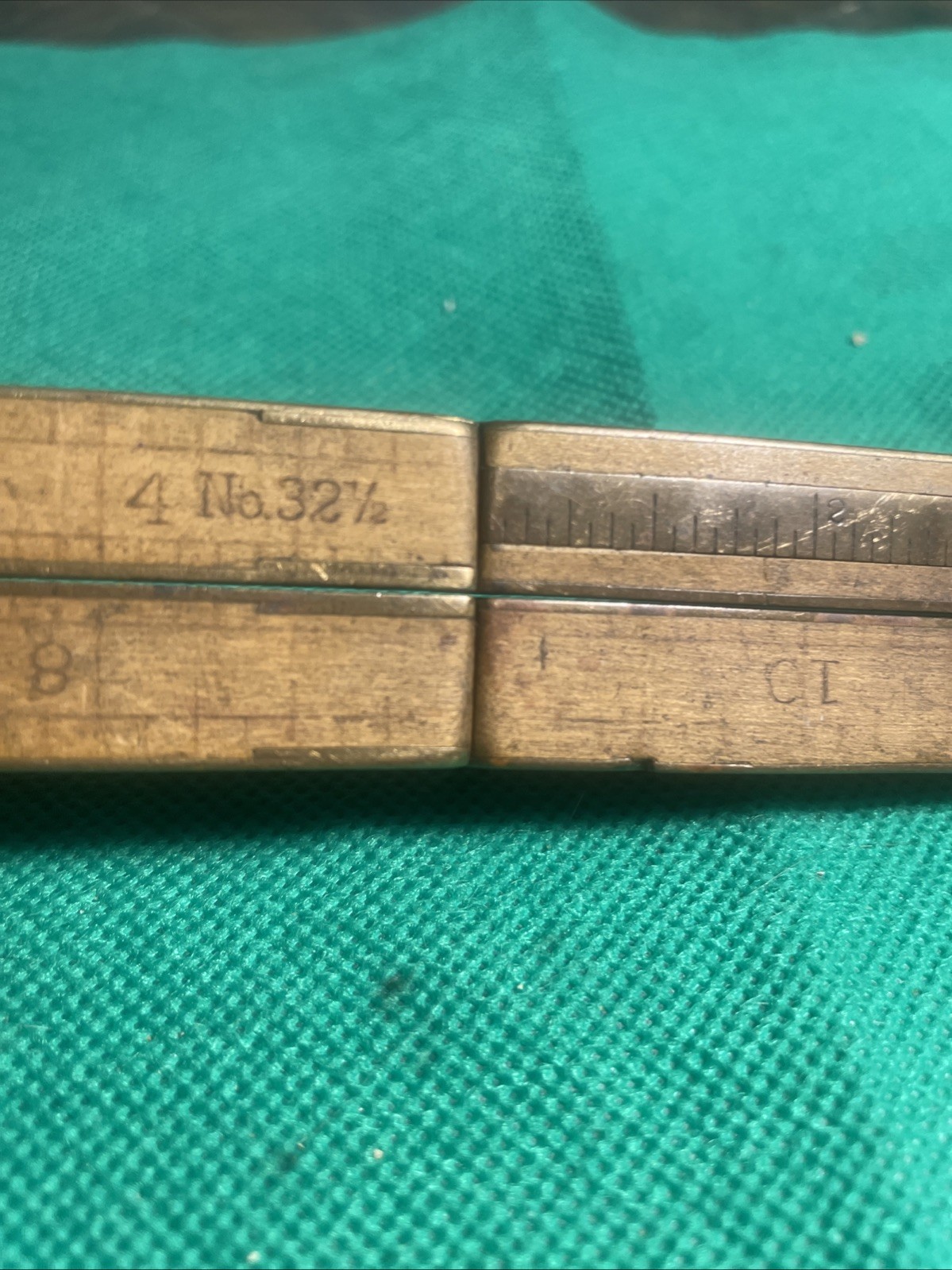 Vtg Stanley No. 32 1/2 Folding Boxwood Brass Caliper Rule USA Carpenter Tool